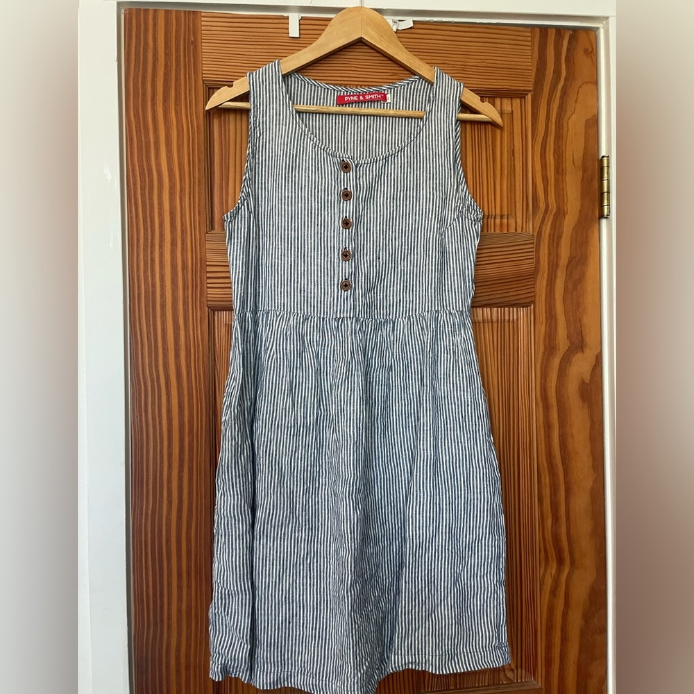 Striped Sleeveless Dress with Button Detail